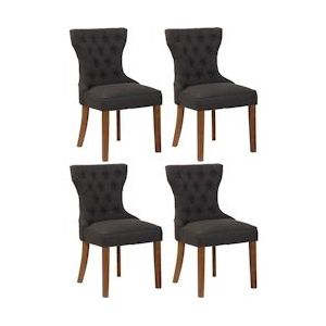 CLP Set van 4 eetkamerstoelen Franca Stof donkergrijs - 318645