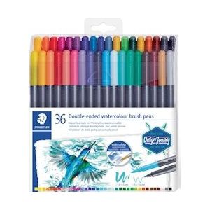 Staedtler brushpen Aquarel duo, doos van 36 stuks in geassorteerde kleuren - 4007817042847