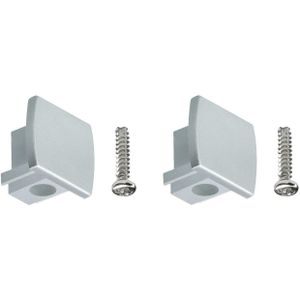 Paulmann URail Verbindingen Set van 2 Eindkappen pak van 2 13x21mm Chroom mat 95496 - zilver Kunststof 95496