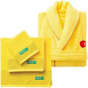 Benetton - Badjas L/XL 380 g/m² 100% katoen met set van 3 badhanddoeken 100% katoen gele regenboog - geel PK7821