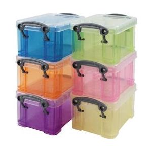 Really Useful Boxes Opbergdoos set van 6 x 0.33 liter assorti kleuren - 5060024024814
