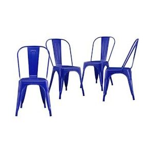 Pak 4 stoelen industriële Strong Marineblauw 45x51x84,5 cm Thinia Home - blauw Staal 8429160025142