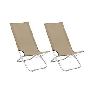 vidaXL Strandstoelen 2 st inklapbaar stof taupe - 310378