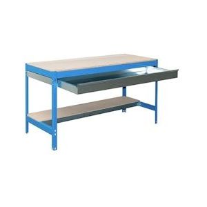 SimonRack Simonwork Bt0 Box werktafel blauw/houten kleur 842x1510x760 mm (Hoogte x Breedte x Diepte) - blauw Metaal 8435104932629