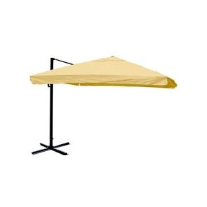 Mendler Zweefparasol HWC-A96, parasol catering 3x3m (Ø4.24m) polyester/aluminium 23kg ~ Flap, crème zonder voet - beige Textiel 134189