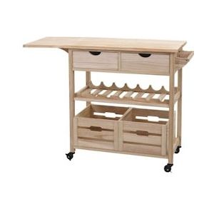 Mendler Serveerwagen HWC-G35, keukentrolley keukentrolley theetrolley, grenenhout 89x119x41cm ~ naturel - bruin Massief hout 101600