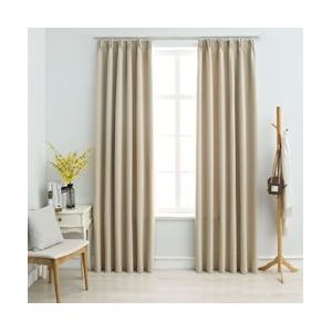 vidaXL-Gordijnen-verduisterend-met-haken-2-st-140x225-cm-beige