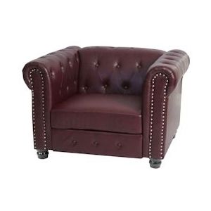 Mendler Luxe fauteuil lounge stoel relax fauteuil Chesterfield kunstleer ~ ronde poten, roodbruin - meerkleurig Synthetisch materiaal 31975+31976+31977