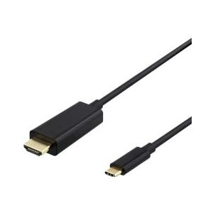 Deltaco USB-C naar HDMI kabel - 2 meter - 4K UHD tot 60Hz - zwart - 7333048057389