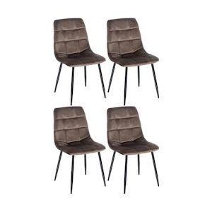 CLP Set van 4 eetkamerstoelen Tilde fluweel - bruin - 318350