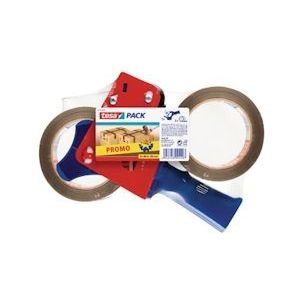 Tesa afroller voor verpakkingsplakband van maximum 50 mm, inclusief 2 rollen PP tape ft 50 mm x 66 m - blauw Papier 4042448094407