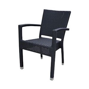 METRO Professional Stapelbare Buitenstoel Barbados, Aluminium/PE-Rattan, 56 x 59 x 86 cm, met armleuningen, stapelbaar, zwart - zwart Kunststof 892591