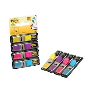 Post-it Index Smal, 4 x 35 tabs, geel, paars, roze en helderblauw - 683-4AB