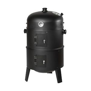 tectake 3 in1 BBQ Charcoal barbecue smoker ton - zwart - 400820 - zwart Metaal 400820