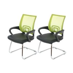Mendler Set van 2 vergaderstoelen Ancona, bezoekersstoel, kunstleer ~ groen - groen Synthetisch materiaal 36569