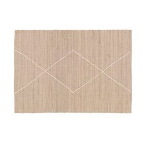 Oviala Business Naturel jute vloerkleed met handgeweven ruitpatroon, 80 x 200 cm - beige 108506