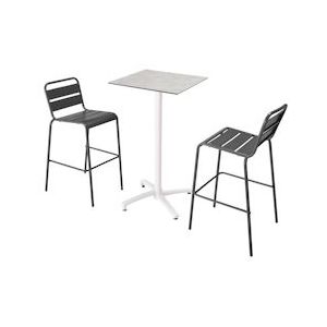 Oviala Business Set van 60x60 cm hoge gelamineerde verstelbare tafel en 2 grijze stoelen - grijs 110586