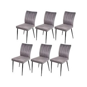 Mendler Set van 6 eetkamerstoelen HWC-K16, stoel keukenstoel, fluweel metaal ~ donkergrijs - grijs Textiel 3x89319