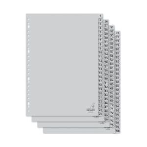 Kangaro tabblad A4 cijfers PP 120 micron 23r. 100dlg grijs - grijs Polypropyleen, kunststof G4100CM
