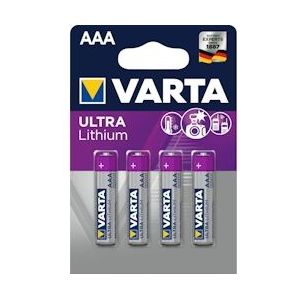 Varta Ultra Lithium AAA-batterij - LR03 (blister 4 eenheden) Ã10,5X44,5 mm - zilver 6103301404