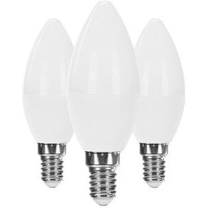 Pak van 3 Gloeilamp LED kaars E14 6W Equi.40W 470lm 02162 - wit Polycarbonaat 02162