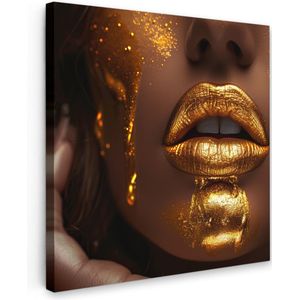 MuchoWow Canvas Schilderij 20x20 cm Goud - goud Textiel 8721167395403