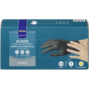 METRO Professional Handschoenen, nitril, poedervrij, maat S, zwart, 100 stuks - S zwart 977600