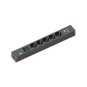 BACHMANN CONNECT LINE 5x geaard, Schakelaar USB A&A 15W  - zwart 420.0021