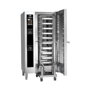 Combi-elektrische oven met automatische reiniging voor 20 gn 1/1 - 1000x840x1850 mm - 30800 W 400/3V - 41W102ER Eurast - grijs 41W102ER