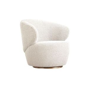 Oviala Business Witte bouclette knusse fauteuil - wit 106994