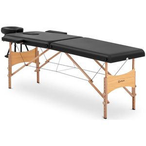 HELLOSHOP26 Professionele opvouwbare massagetafel draagbaar houten bed mobiele apparatuur voor thuis zwart beukenhout PVC 227 kg/cm zwarte tas 14_0003640 - 3000234138989