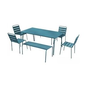 Oviala Business Stalen tuinmeubelset Pacific blue, 2 banken en 4 stoelen - blauw 107617