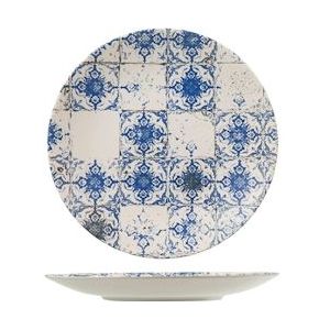 H&H set van 12 platte borden Lotus, blauw stoare, 28 cm - blauw Keramiek 4030901