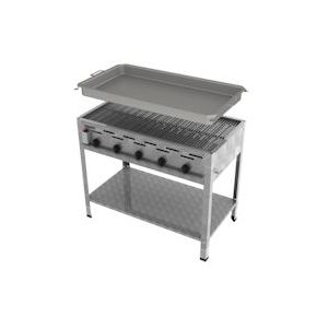 ChattenGlut Pro Gas Grill gastro brander 5-vlammig zelfstandig apparaat 18,0 kW stalen brander voor vloeibaar gas 98x53x80cm roestvrij stalen rooster - zilver 67588311