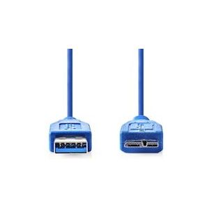 Nedis USB-Kabel - USB 3.2 Gen 1 - USB-A Male - USB Micro-B Male - 5 Gbps - Vernikkeld - 5.00 m - Rond - PVC - Blauw - Polybag - 5412810275250