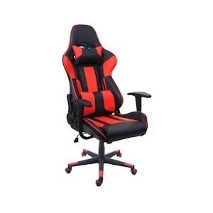 Mendler Bureaustoel HWC-F84, bureaustoel gaming stoel executive draaistoel, kunstleer ~ zwart/rood - rood Synthetisch materiaal 70543