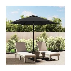 vidaXL Parasol met LED-verlichting en stalen paal 300 cm antraciet - zwart 44511