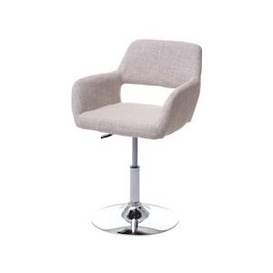 Mendler Eetkamerstoel HWC-A50 III, stoel keukenstoel, retro jaren 50, stof/textiel ~ crème/grijs, chromen onderstel - beige Textiel 63935