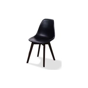 Keeve Stapelbare stoel zwart, berkenhouten frame en kunststof zitting, 47x53x83cm (LxBxH), 505FD01SB - 8719979476311