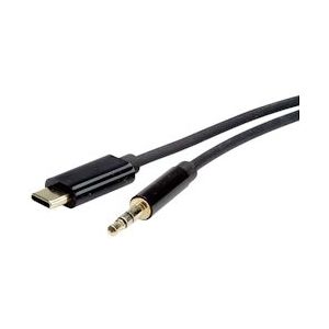 ROLINE Adapterkabel USB Type C - 3.5mm Audio, Male/Male, zwart, 0,8 m - zwart 12.03.3216