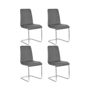 Merax sledestoelen (4 stuks), set van 4 eetkamerstoelen, fluwelen gestoffeerde stoelen, schommelstoelen, metalen frame, grijs - grijs Multi-materiaal WF316764AAG-4