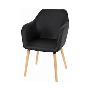 Mendler Eetkamerstoel Malmö T381, stoel keukenstoel, retro jaren 50 design ~ kunstleer, zwart, lichte poten - zwart Synthetisch materiaal 39621