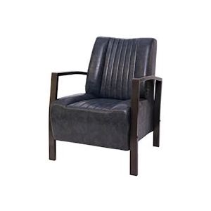Mendler Fauteuil HWC-H10, loungestoel gestoffeerde fauteuil, metalen industrieel ontwerp ~ vintage grijs - grijs Synthetisch materiaal 72478