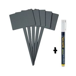 Securit® Silhouet Rechthoekige Krijtbord Tags In Zwart set van 5|0,1 kg - zwart Polypropyleen, kunststof TAG-RECTANGLE-5