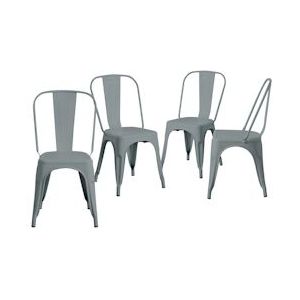 Pak 4 industriële stoelen Strong Grey 45x51x84,5 cm Thinia Home - grijs Staal 8429160023629