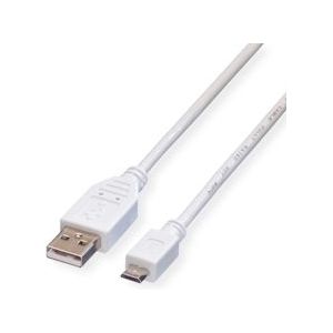 VALUE USB 2.0 Kabel, USB A Male - Micro USB B Male, wit, 0,15 m - wit 11.99.8751