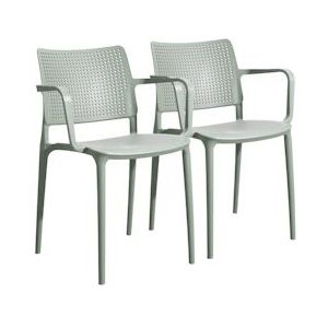 Oviala Business Set van 2 saliegroene terrasstoelen - groen Polypropyleen, kunststof 111455