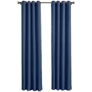 Larson - Luxe Geweven Blackout Gordijn - Ringen – Donkerblauw - 150 x 250 cm - Verduisterend & kant en klaar