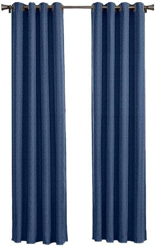 Larson - Luxe Geweven Blackout Gordijn - Ringen – Donkerblauw - 150 x 250 cm - Verduisterend & kant en klaar