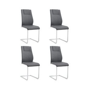 Merax sledestoelen (4 stuks), set van 4 eetkamerstoelen, kunstleer, schommelstoelen, verchroomd metalen frame, grijs - grijs Multi-materiaal WF315129AAG